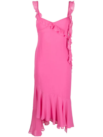 Ruffle-Detail Midi Dress