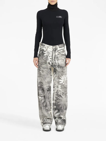 Graphic-Print Tapered-Leg Trousers