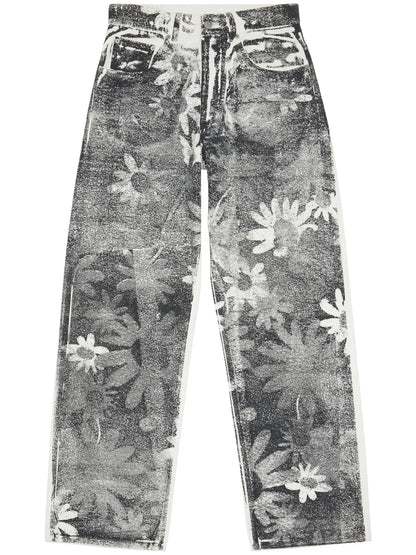 Graphic-Print Tapered-Leg Trousers