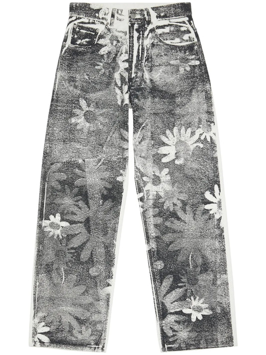 Graphic-Print Tapered-Leg Trousers