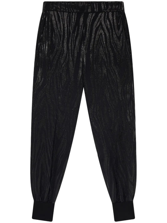 Wood-Grain Effect Tapered Trousers