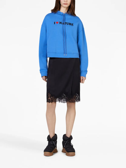 Guipure Graphic-Print Hoodie