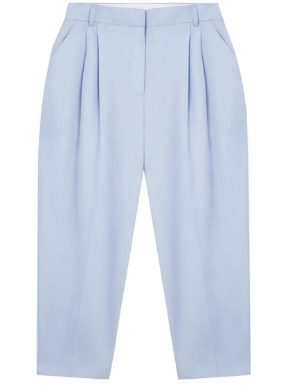 Pleated Cropped-Leg Trousers