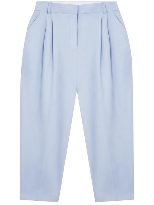 Pleated Cropped-Leg Trousers