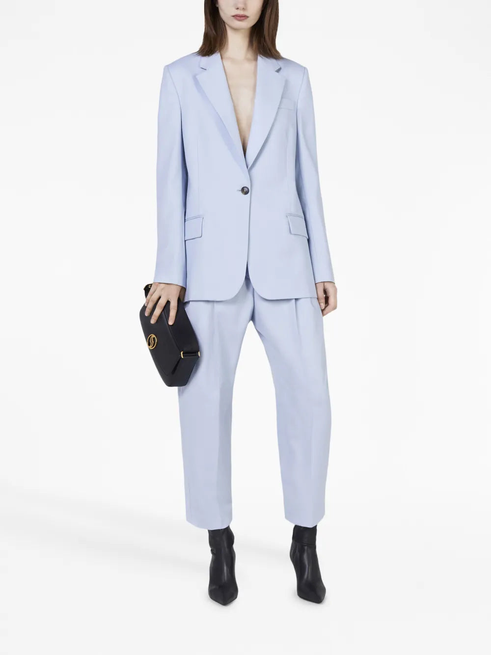 Pleated Cropped-Leg Trousers