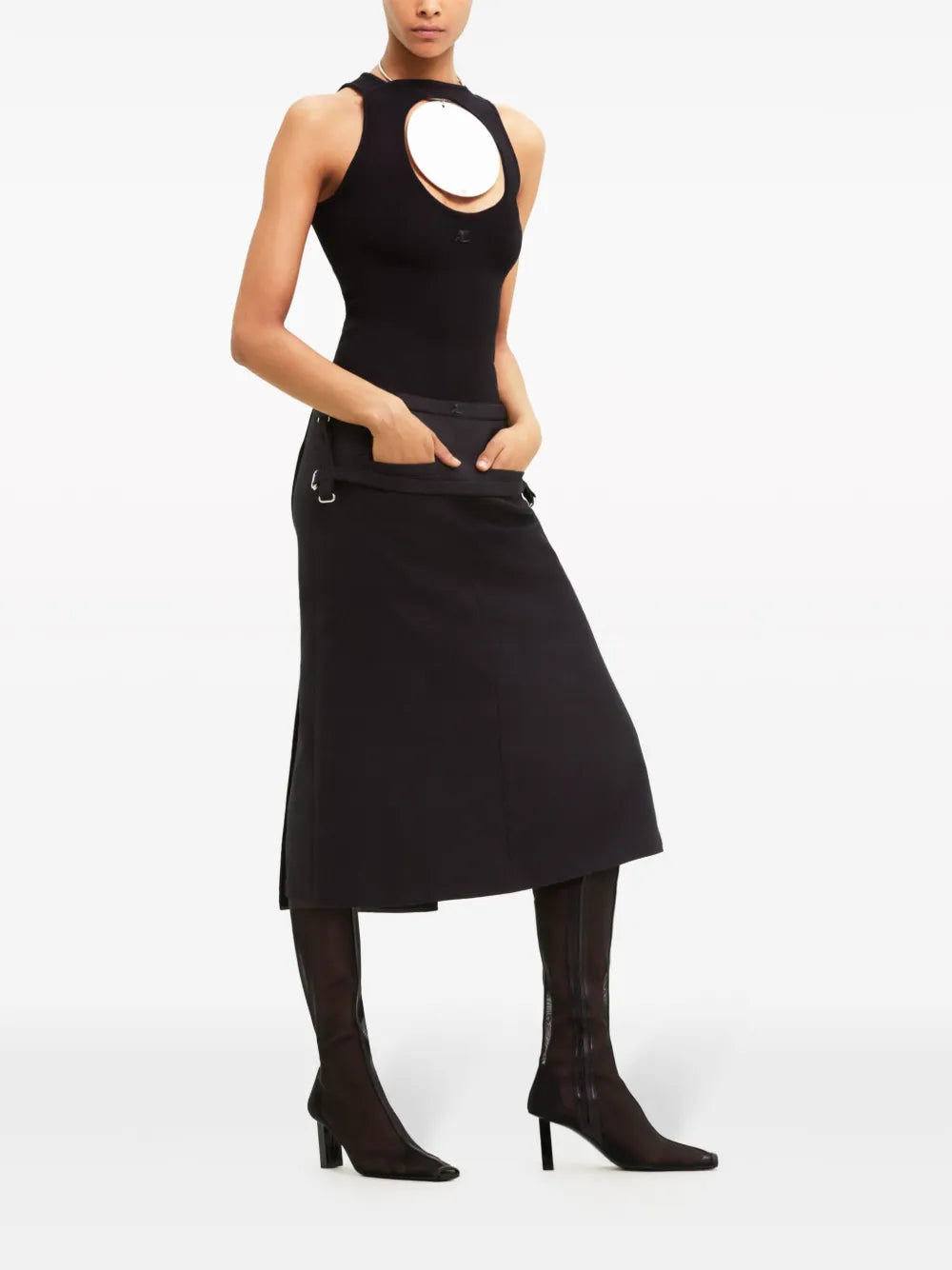 Logo-Patch Cutout Tank Top