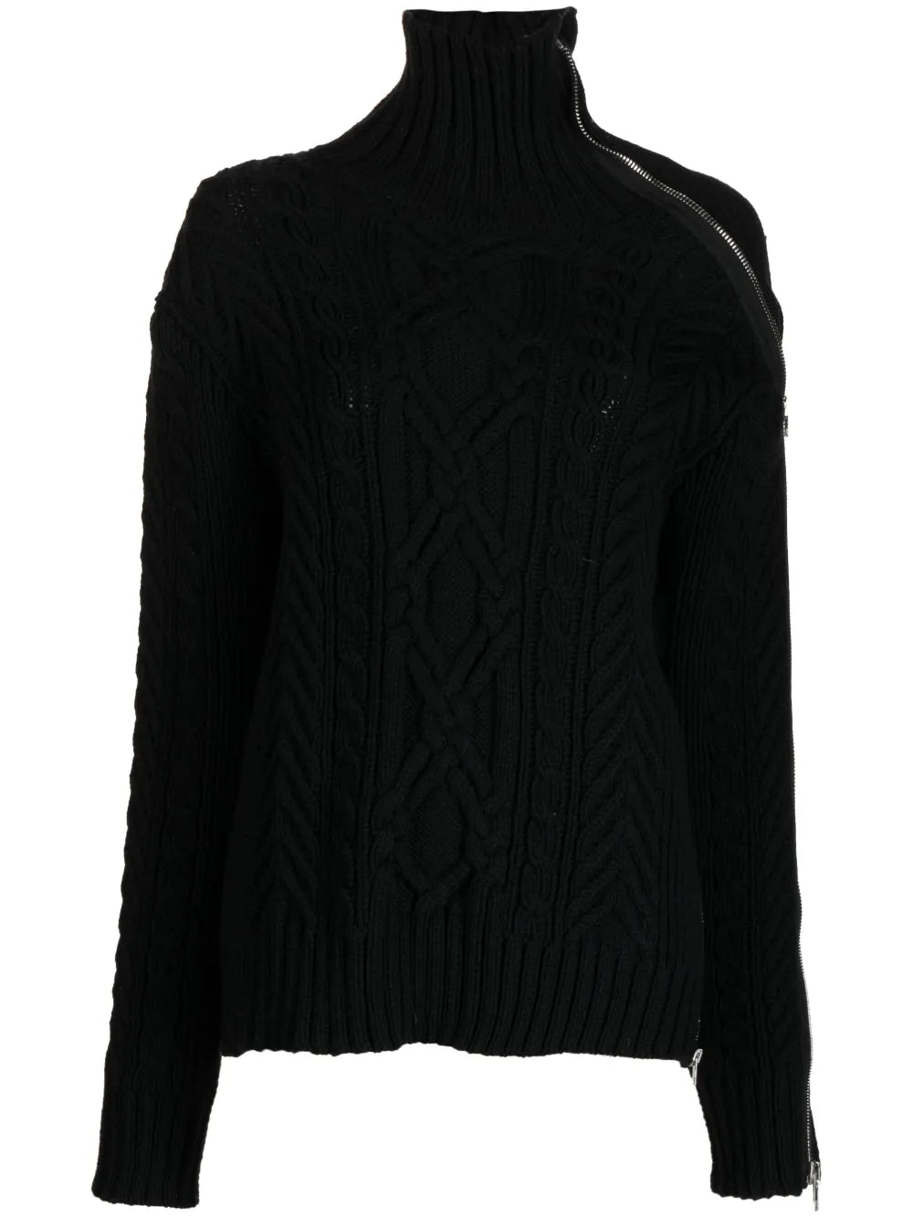 Cable-Knit Zip-Detailed Jumper