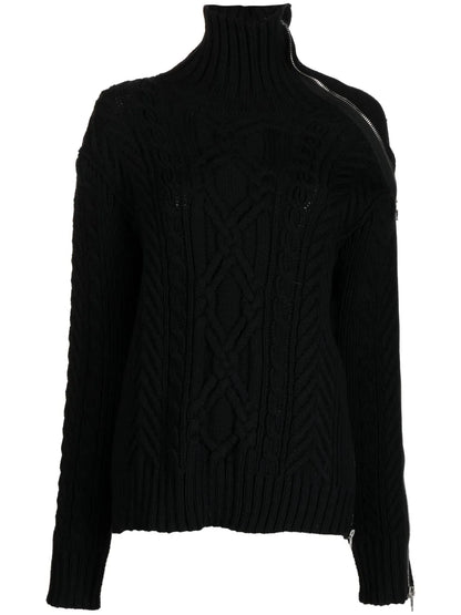 Cable-Knit Zip-Detailed Jumper