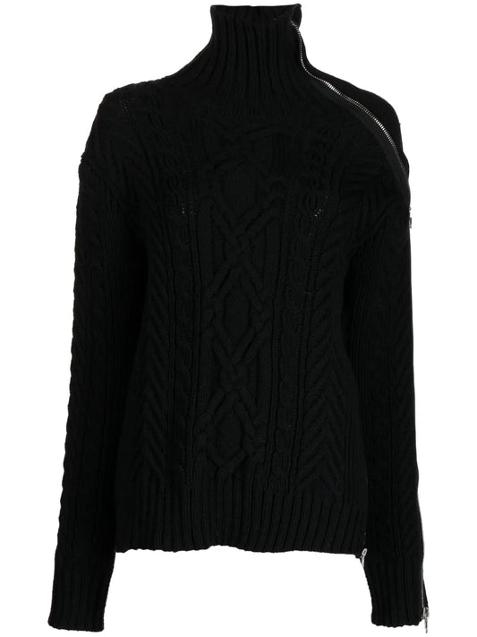Cable-Knit Zip-Detailed Jumper