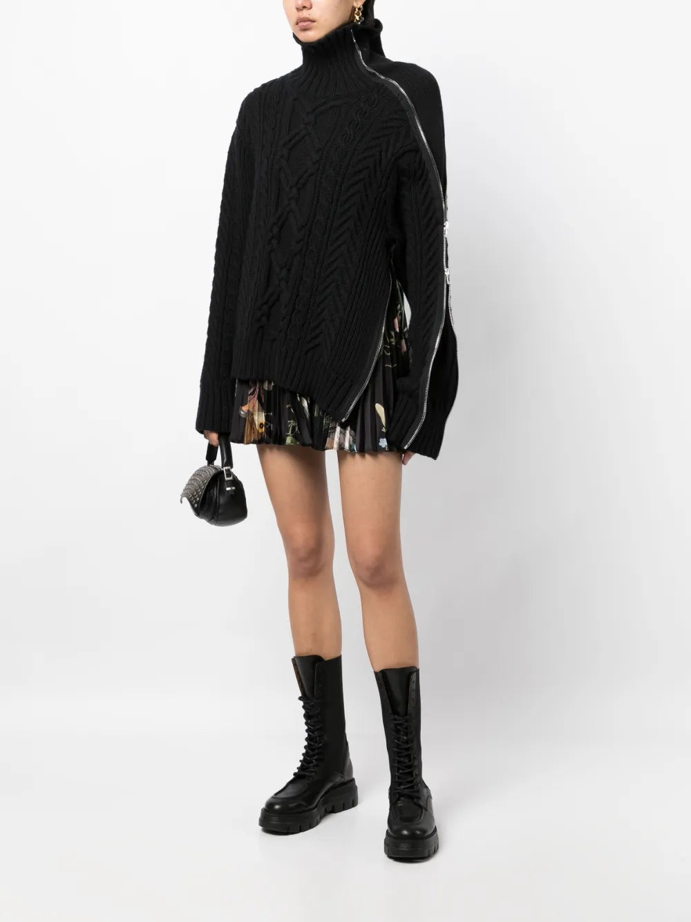 Cable-Knit Zip-Detailed Jumper