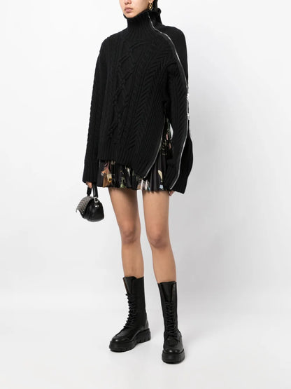 Cable-Knit Zip-Detailed Jumper
