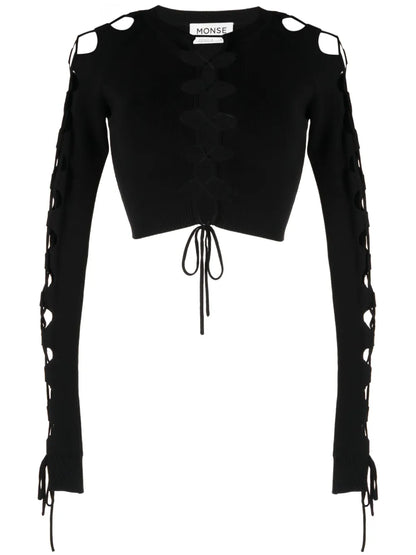 Lace-Up Detail Cropped Jumper