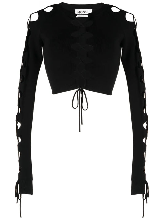 Lace-Up Detail Cropped Jumper