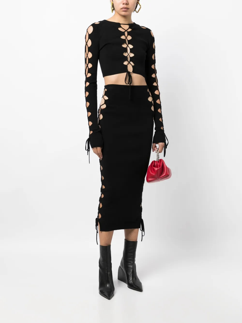 Lace-Up Detail Cropped Jumper