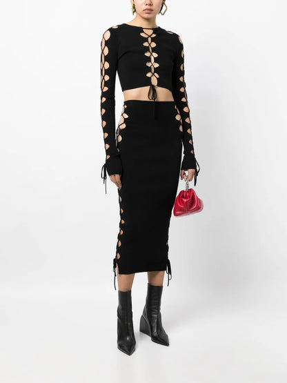 Lace-Up Detail Cropped Jumper