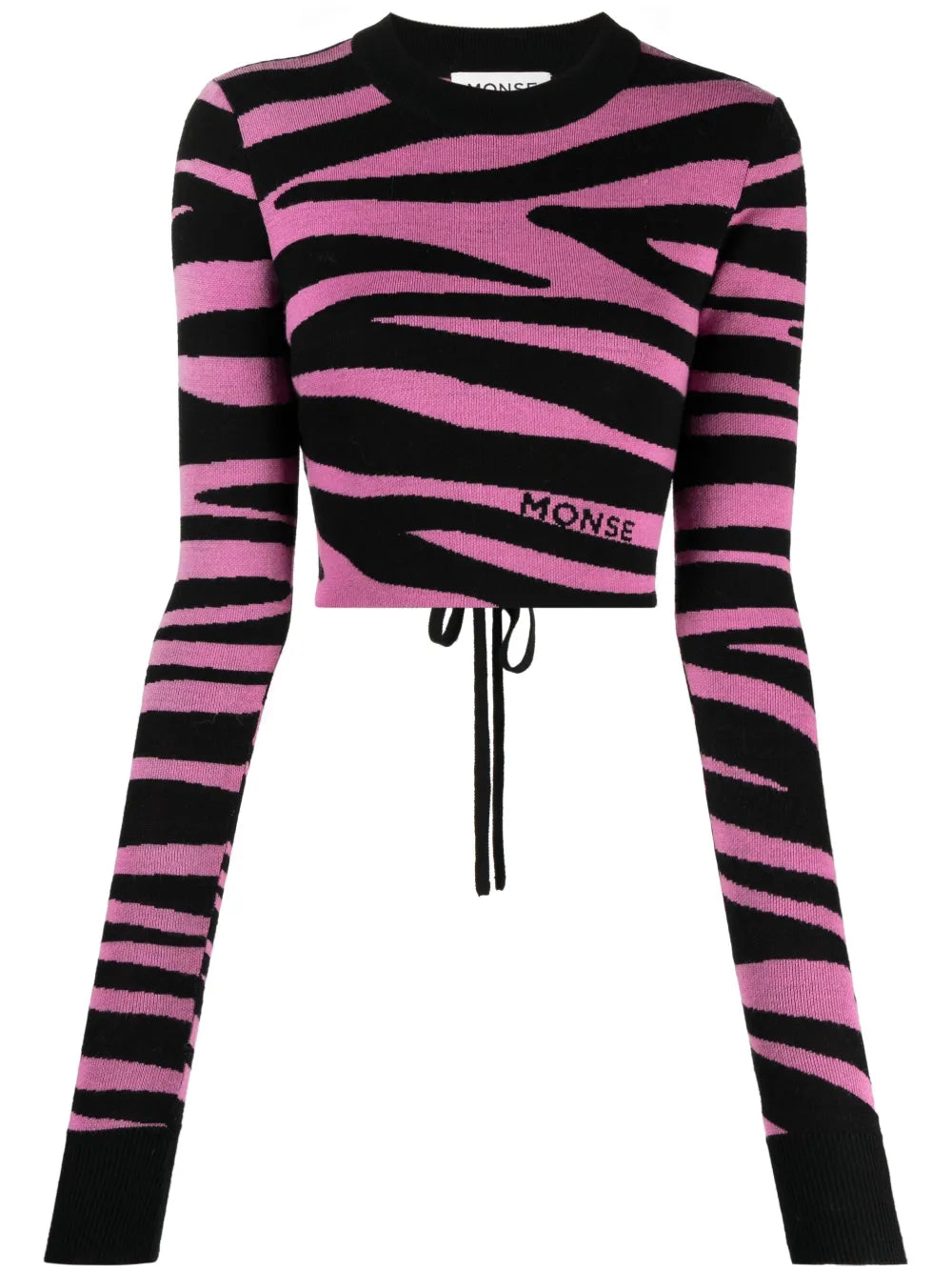 Zebra-Knit Cropped Jumper