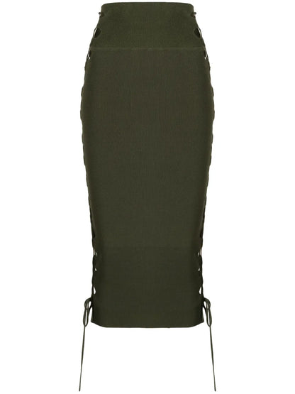 Lace-Up Detailed Knitted Skirt