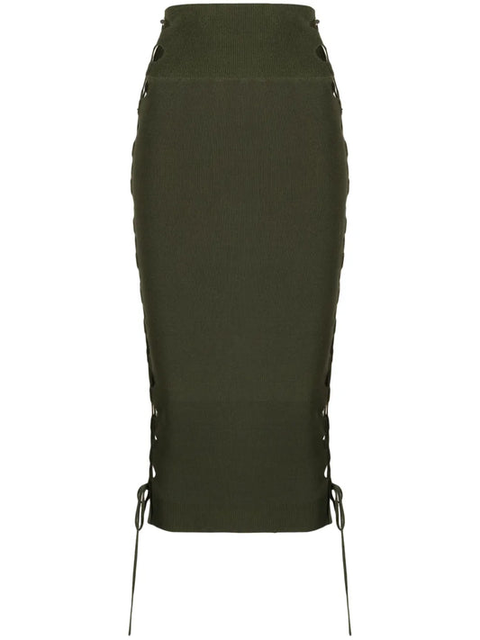 Lace-Up Detailed Knitted Skirt