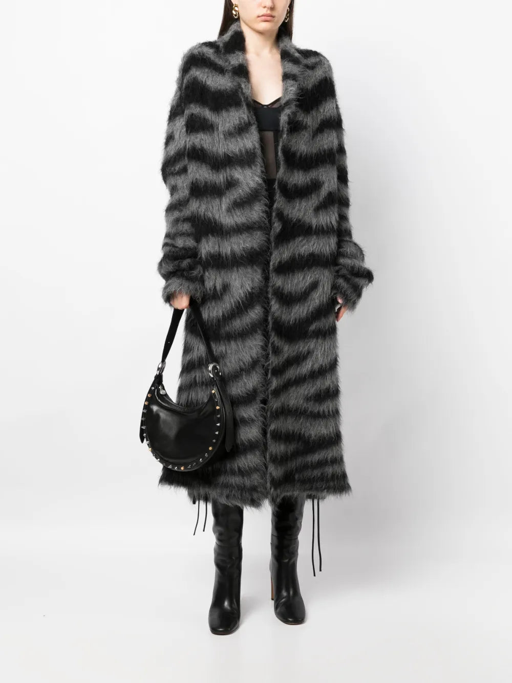 Zebra-Print Long Cardigan