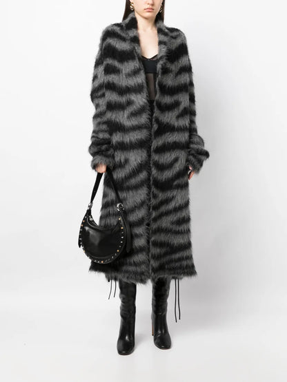Zebra-Print Long Cardigan