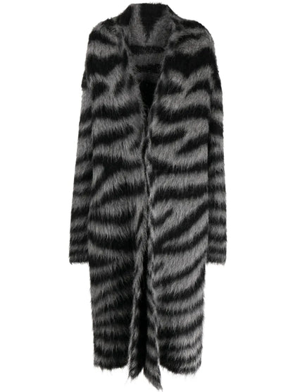 Zebra-Print Long Cardigan