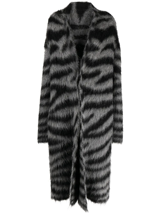 Zebra-Print Long Cardigan