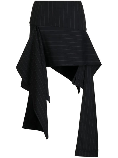 Deconstructed Pinstriped Trousers Skirt