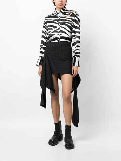 Deconstructed Pinstriped Trousers Skirt