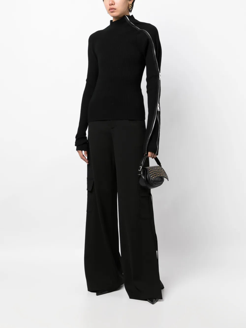 Zip-Detailed Rollneck Jumper