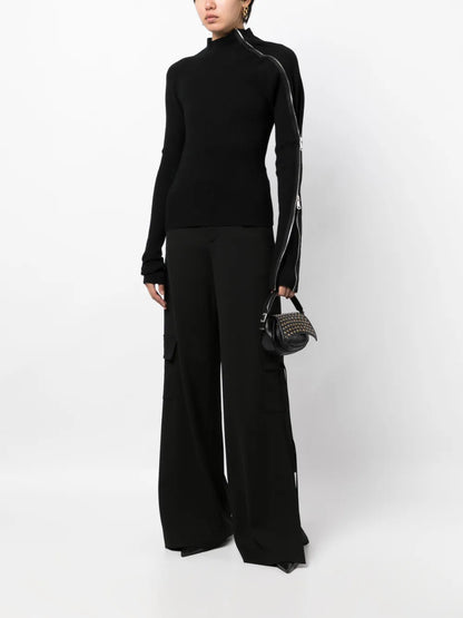 Zip-Detailed Rollneck Jumper
