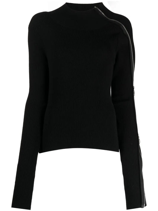 Zip-Detailed Rollneck Jumper