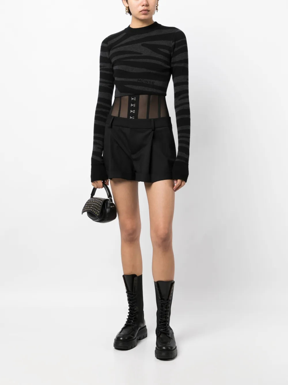 Zebra-Knit Cropped Jumper