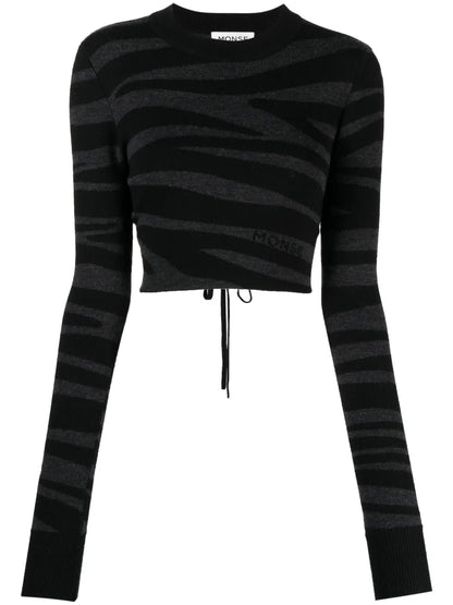 Zebra-Knit Cropped Jumper