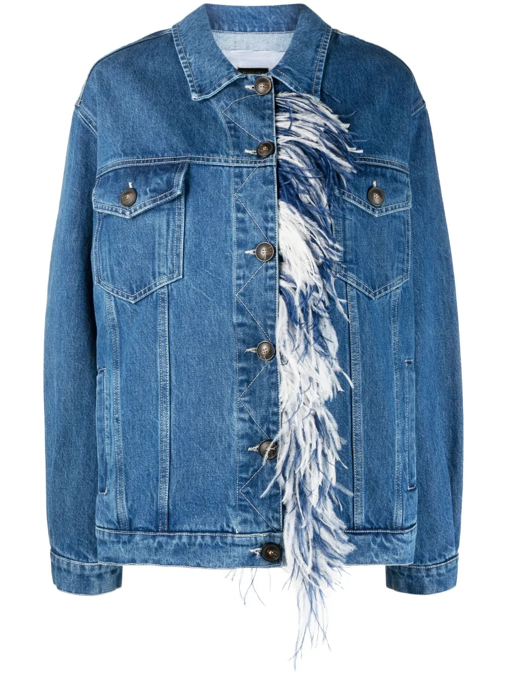 Feather-Detailing Denim Jacket