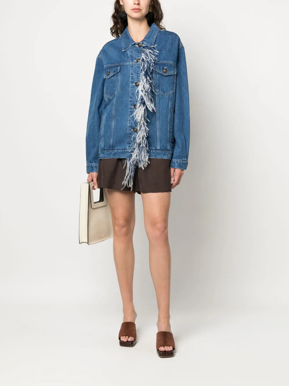 Feather-Detailing Denim Jacket