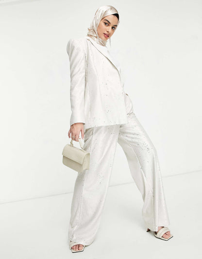 Premium Sequin Wide Leg Suit Trouser