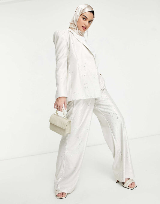 Premium Sequin Wide Leg Suit Trouser