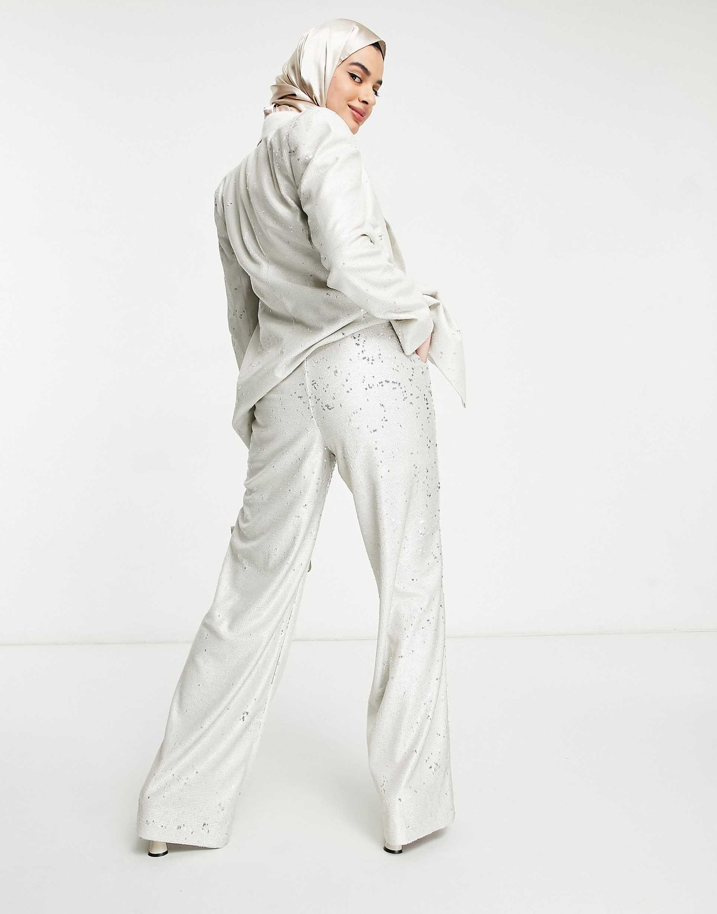 Premium Sequin Wide Leg Suit Trouser
