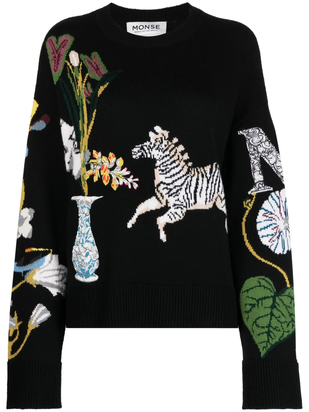 Motif-Embroidered Wool Jumper