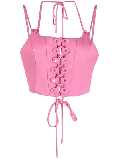 Studded Lace-Up Bustier Top