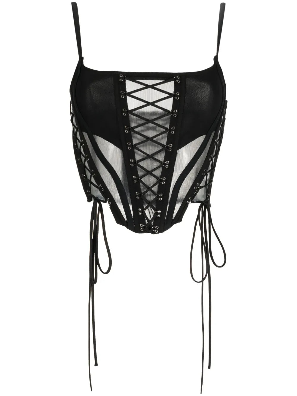 Lace-Up Sheer Bustier Top