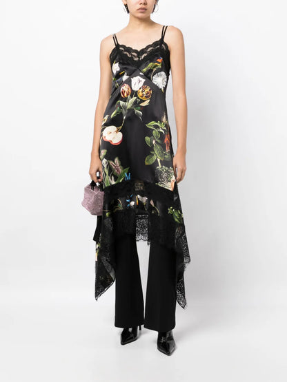 Floral-Print Asymmetric Slip Dress