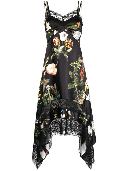 Floral-Print Asymmetric Slip Dress