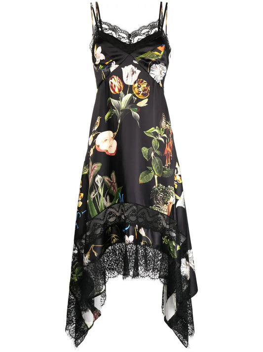 Floral-Print Asymmetric Slip Dress