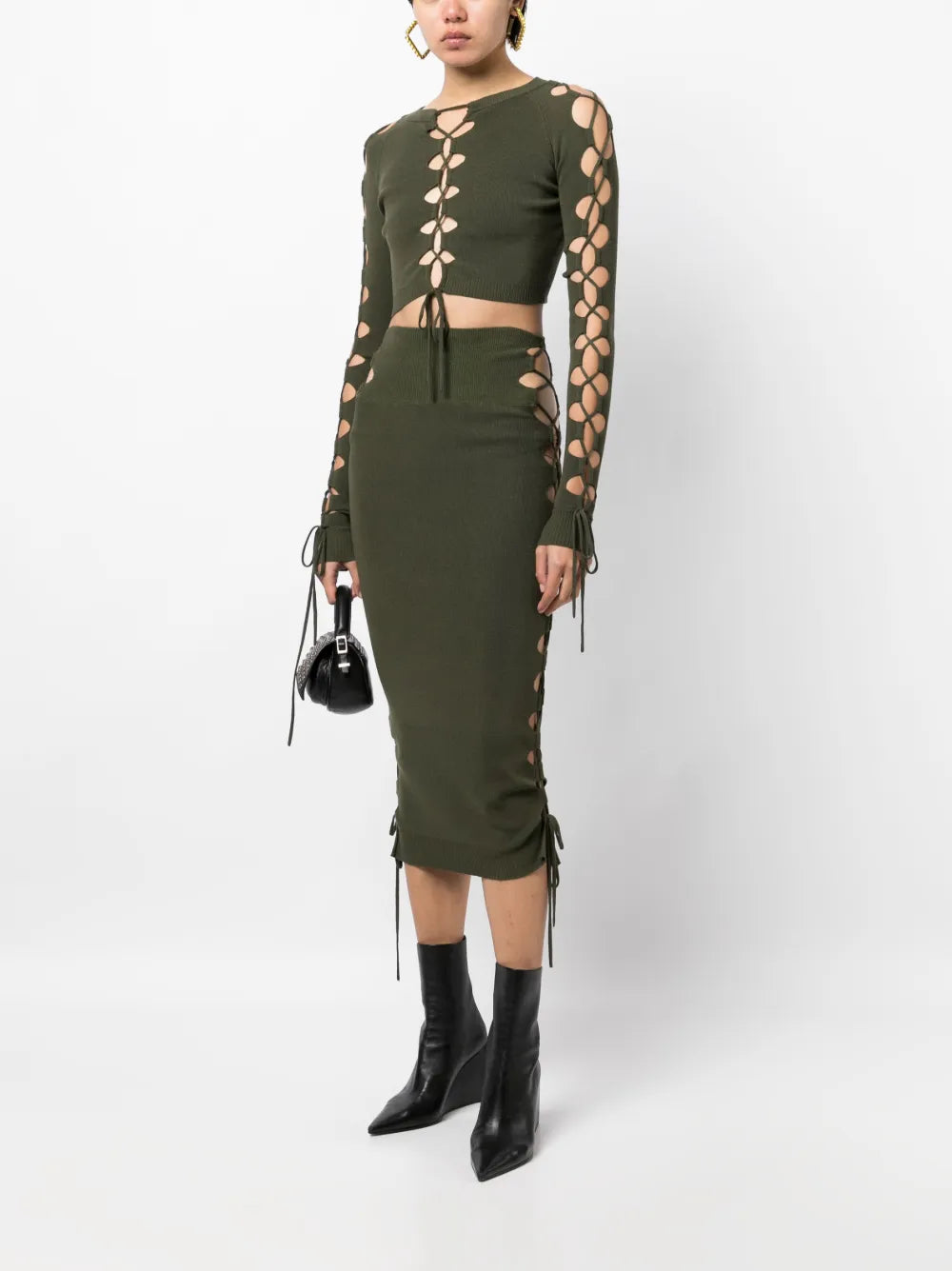 Lace-Up Detail Cropped Jumper