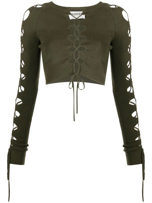 Lace-Up Detail Cropped Jumper