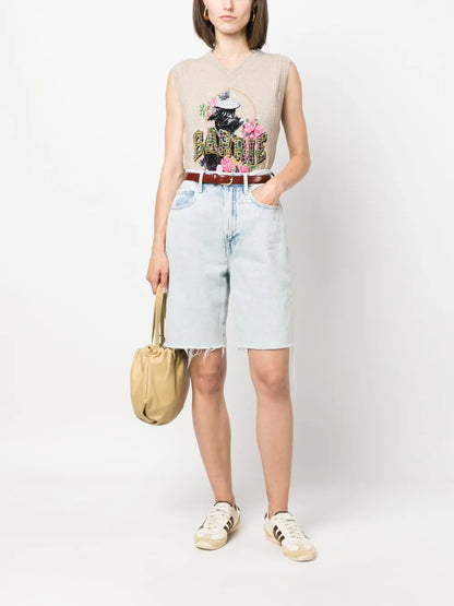 Patterned-Intarsia Cashmere Tank Top