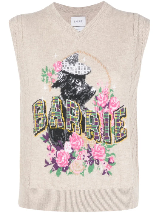 Patterned-Intarsia Cashmere Tank Top