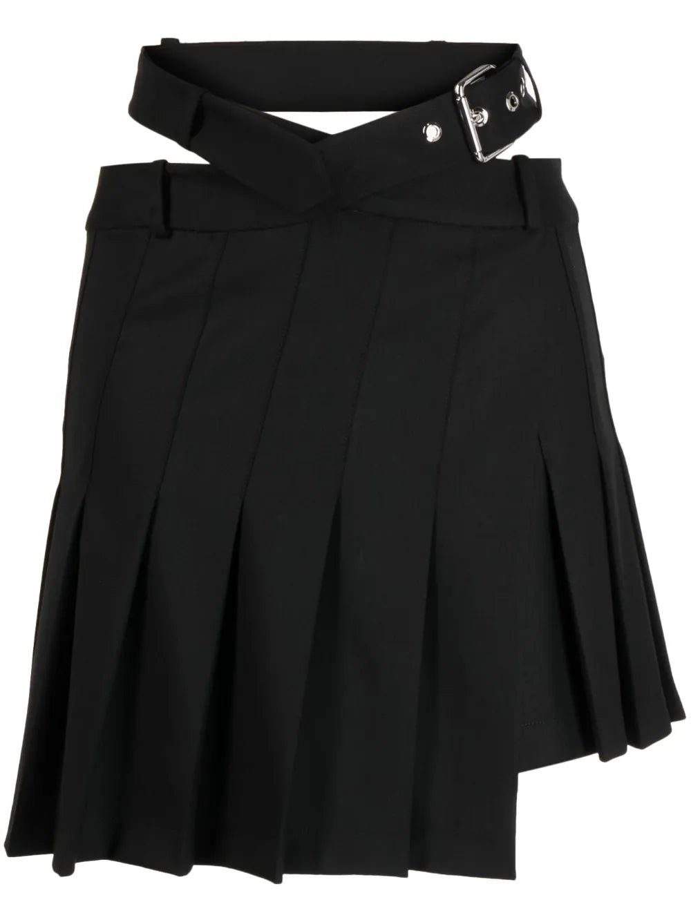 Pleated Asymmetric Mini Skirt