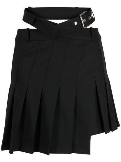 Pleated Asymmetric Mini Skirt